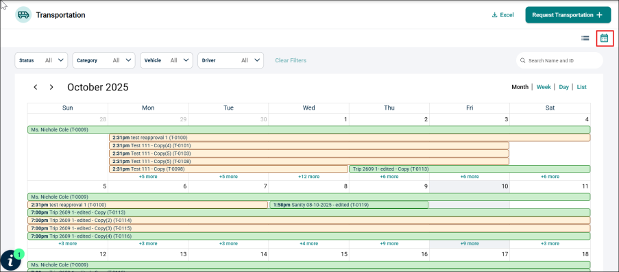 Calender View of dashboard
